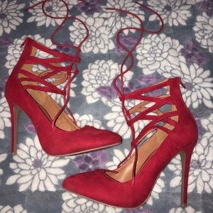 Pointed Toe Lace-Up Stiletto Heels